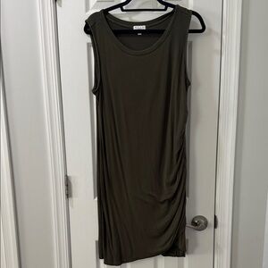 Casual Olive Green Sleeveless knit Dress